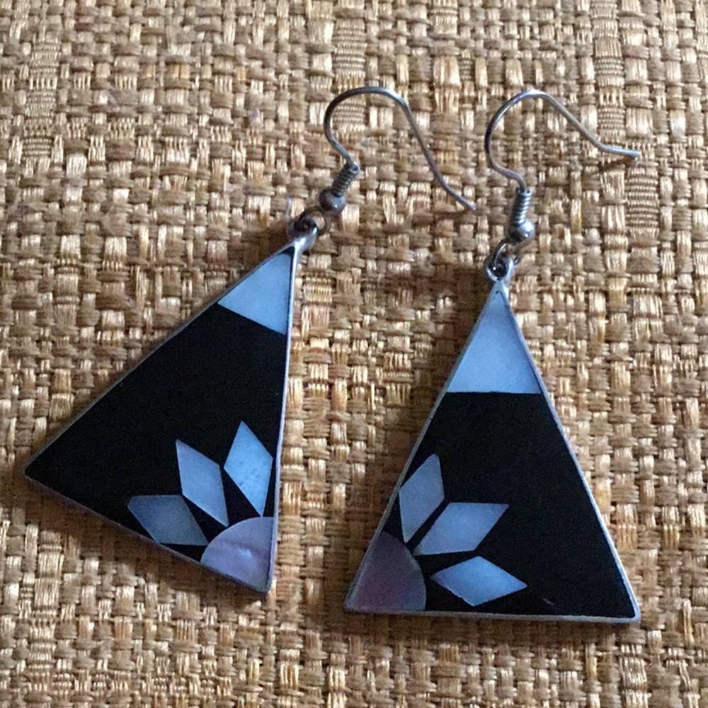 Black triangle earrings